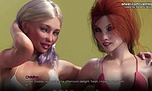 性欲高涨的红发少女和她的朋友与爸爸一起参加热辣的3D卡通三人行